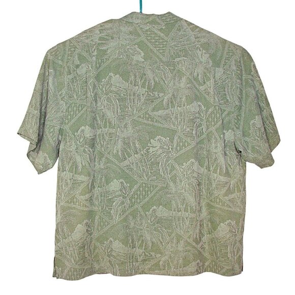 Montego Resort Mens Green Hulu Girl Palm Tree Hawaiian Button Up Shirt Size XXL - Picture 2 of 12